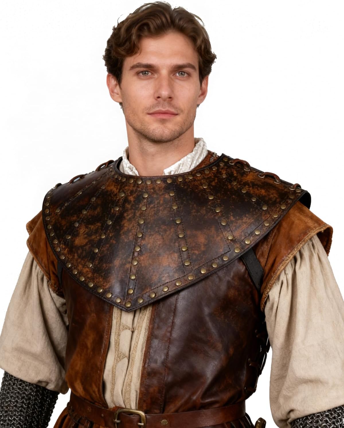 Joukavor Medieval Leather Chest Armor Collar Viking Breastplate Armour for Knights Warriors LARP