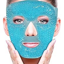 Paquete de hielo para mascarilla facial fr&iacute;a ZN&Ouml;CUET&Ouml;D Reduce la hinchaz&oacute;n facial, c&iacute;rculos oscuros, paquete de compresas fr&iacute;as de calor caliente en gel, SPA facial para mujeres que duermen, presi&oacute;n, dolores de cabeza, cuidado de la piel, cuidado cosm&eacute;tico post l&aacute;ser[azul]