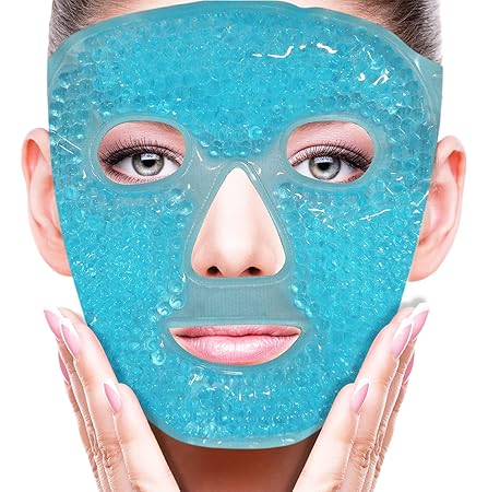 Cold Face Eye Mask Ice Pack Reduce Facial Puff, Dark Circles, Gel Hot Heat Cold Compress Pack, Face SPA Gift for Woman Sleeping, Pressure, Headaches, Skin Care, Post Laser Cosmetic Care[Blue]