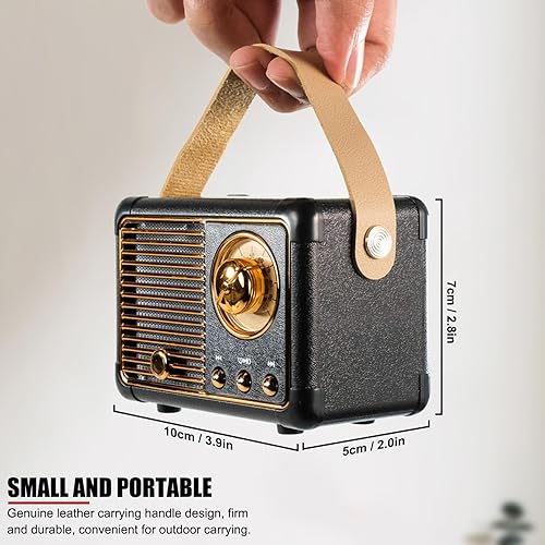 Miniatura 7 de Altavoz Bluetooth retro inalámbrico vintage pequeño altavoz con sonido estéreo Estilo antiguo Mini altavoz inalámbrico portátil para cocina,