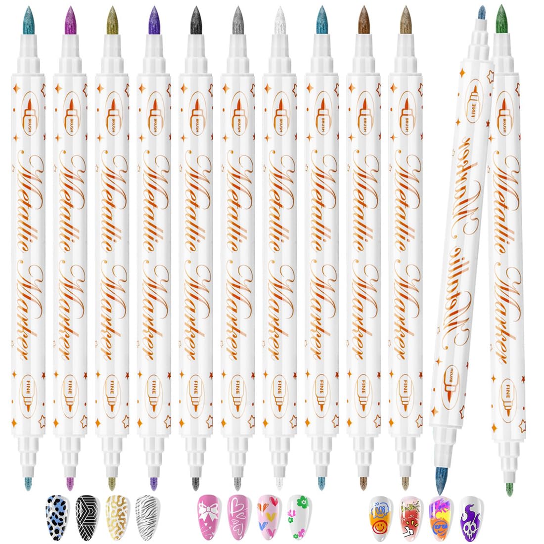 12 Pezzi 3D Nail Art Pen, Penne per Nail art, DIY Nail Art Graffiti, Nail Point Graffiti Punteggiatura Penna Disegno Pittura, Per Halloween Natale, Regali di Natale