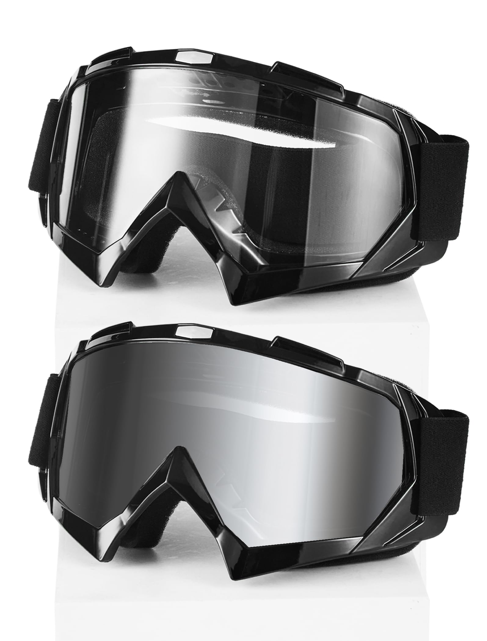 Motocross-Brille, 2 Stück, Motocross-Brille, ATV, Dirtbike, staubdicht, winddicht, Off-Road-Rennen, MX, Vierradbrille für Erwachsene, Herren, Damen, Jugendliche