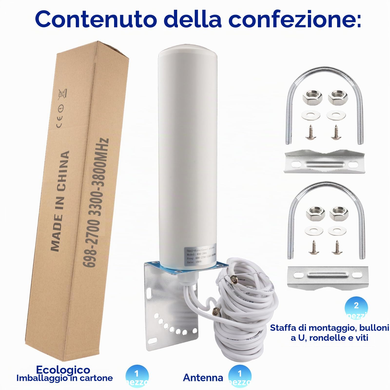 4G 5G LTE Antenna esterna 10dBi SMA TS9 Adattatore 698-2700 3300-3800MHz Antenna WiFi ad alto guadagno esterna BASSA PERDITA Dual SMA maschio 5M RG58 Cavo 4G LTE router omnidirezionale Hotspot