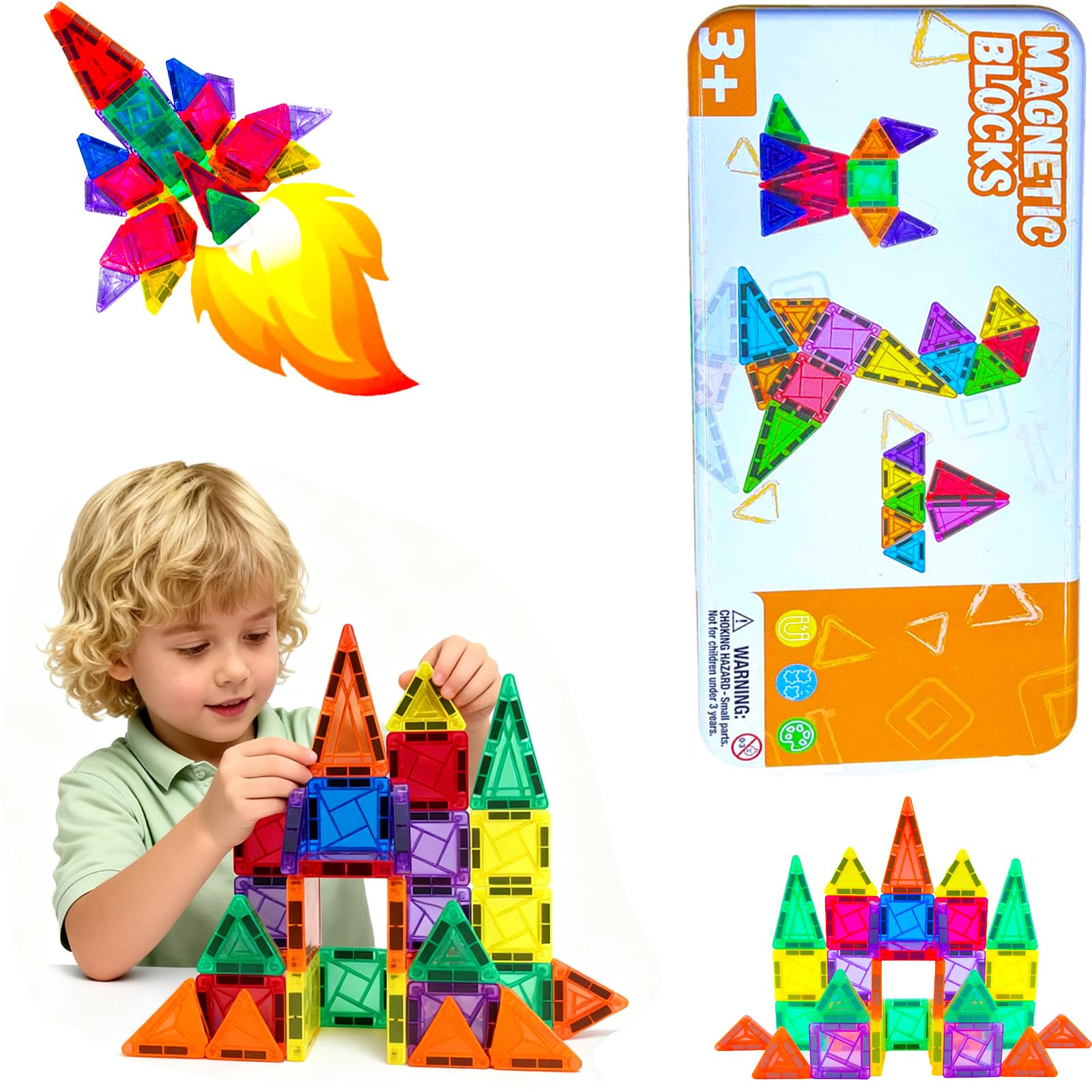 26-Piece Valentines Day Gifts for Kids Strong Magnetic Tiles Building Set – Durable,Vibrant Colors, STEM Toys for Kids 3+, Creative Learning, Compatible with All Major Magnetic Blocks