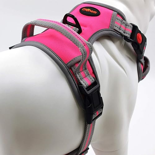 Miniatura 2 de Coohom - Arnés para perro sin tirones con asa y dos accesorios de correa, arnés ajustable para mascotas al aire libre con material Oxford reflejante