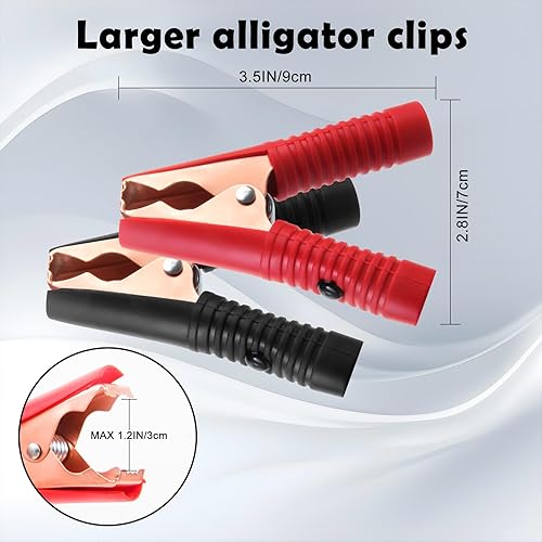 Miniatura 3 de Cable de extensión de 14.8 pies / 14.8 ft 14 AWG con abrazadera de batería de 12 V/24 V clip de batería para inversor de alta potencia, barco,