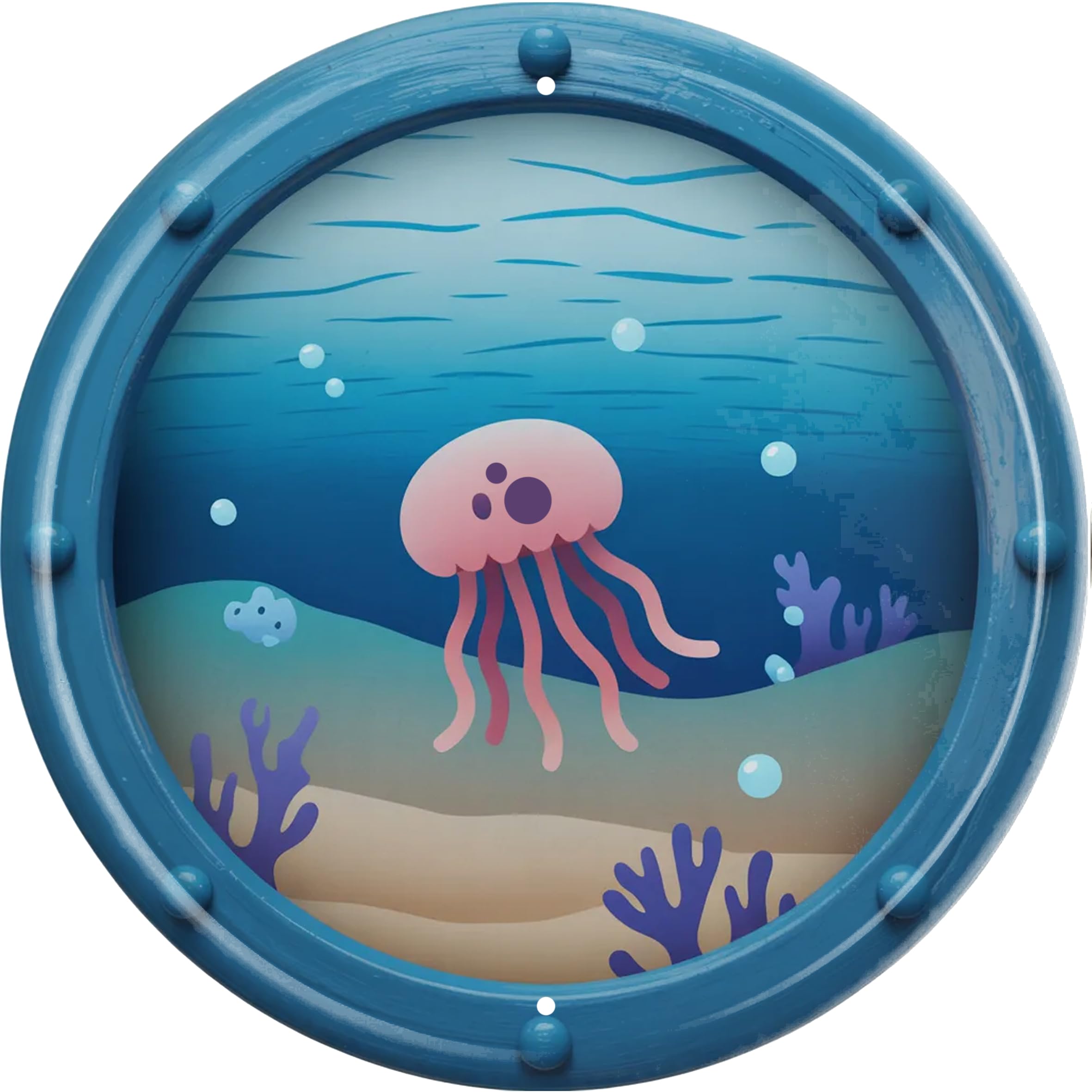 Jellyfish Metal Sign 8x8in Round Ocean Plaque for Bathroom Wall Decor Marine Gift