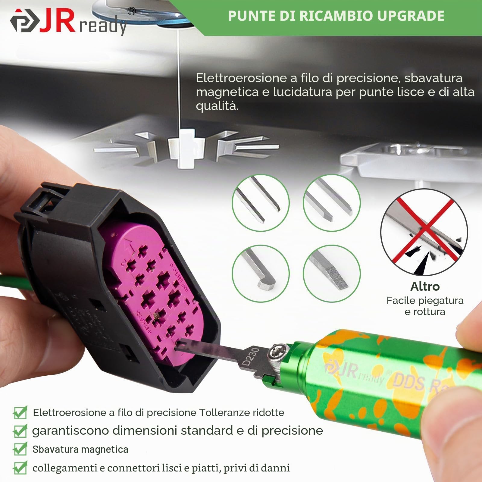 JRready ST5352-02 Strumento Estrazione Pin Strumento Rimozione Terminali Aggiornato con 1 Maniglia Stoccaggio 26 Punte Ricambio, per Connettori Deutsch AMP Te Molex Delphi JST JPT Harting