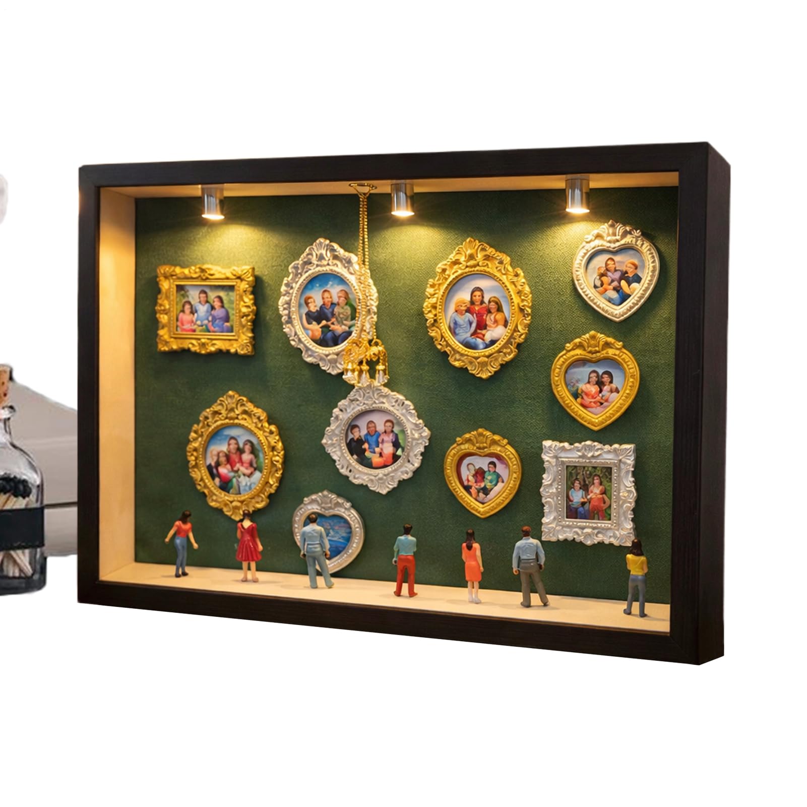 Generisch Scatola per in miniatura, decorazione per soggiorno, scrivania, kit museo in miniatura con statuette, per donne, uomini, ragazzi, adulti, pareti, soggiorno,