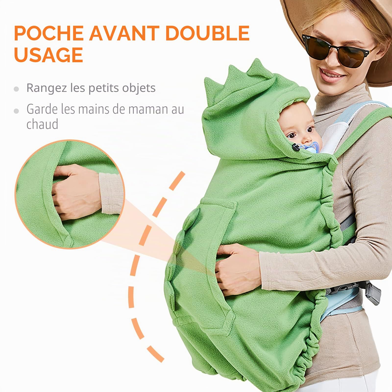 SONARIN Chaud Porte Bébé Couverture,Universel Housse de Porte-Bébé Hiver Encapuchonné Coupe-Vent Cape de Transporteur Chancelière avec Poche pour Toutes Saisons(Bleu)