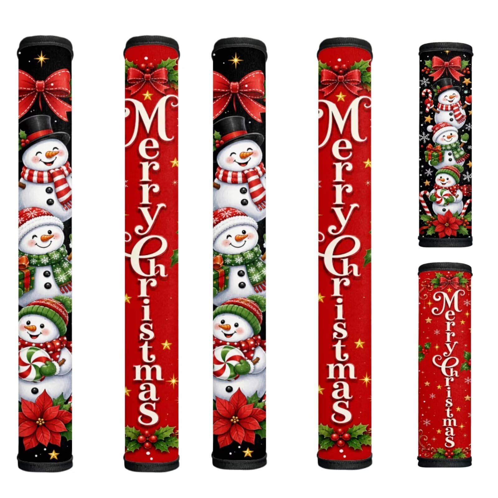 Snowman Refrigerator Door Handle Covers Anti-Skid Kitchen Appliance Handle Covers Adjustable Handmade Chrismtas Decor Protector for Fridge, Ovens, Dishwashers