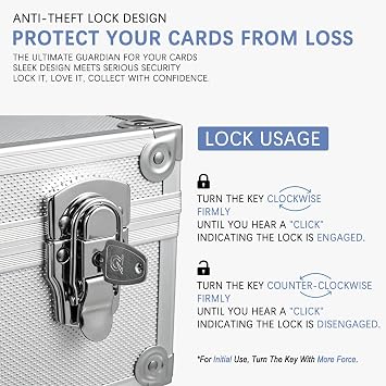 Toploader Storage Box for 3x4 35pt Rigid Cards & Top Loader Cards - Aluminum Alloy Trading Card Storage Box, Sports Card Case with Lock (Holds 600+ Toploaders, Silver)