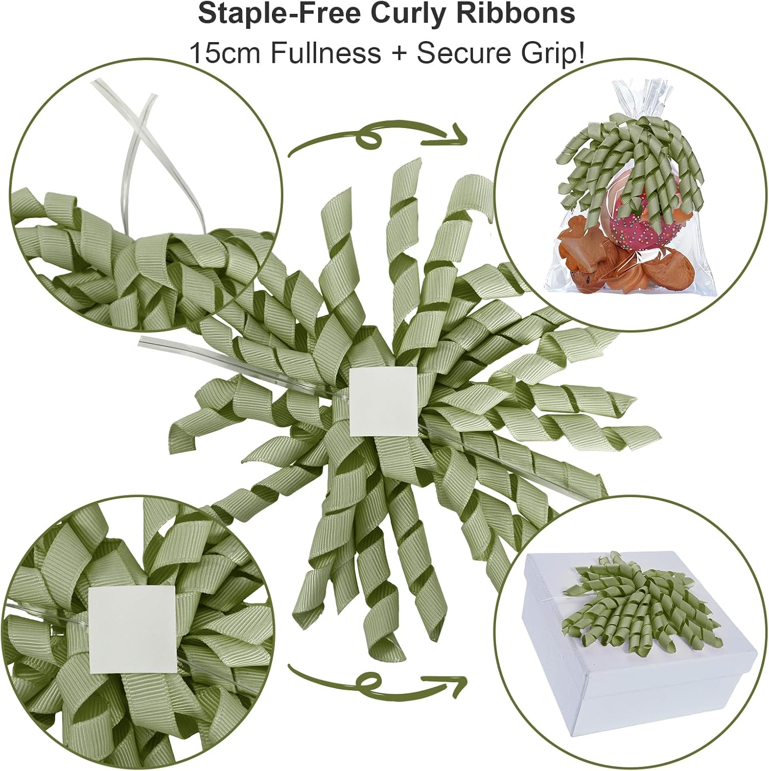 Sage Green Bows for Gift Wrapping, Curly Ribbon Bows for Presents, Birthday, Wedding, Wrap Accessories, Party Favor - 6 Counts - Image 6