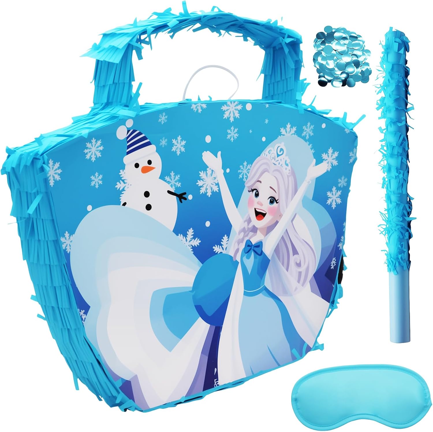 Princess Piñata,Fairy Party Decorations with Blindfold Handbag style Perfect for Birthday Party,Blue Handbag Birthday Party Decorations Wedding 16.5"