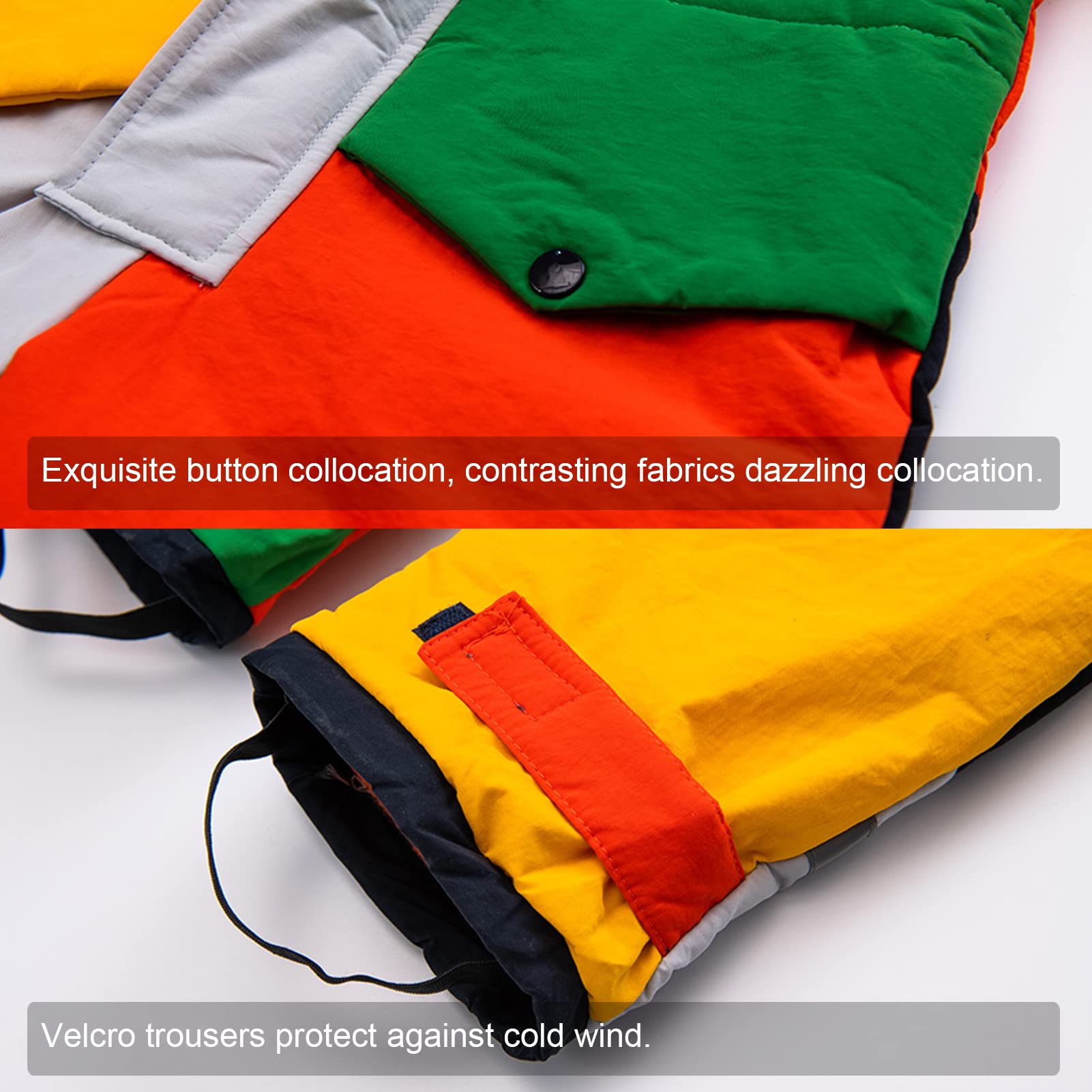 Crivit Tuta da sci per bambini e bambine, con cappuccio, colletto in pelliccia, pantaloni da sci, giacca e pantaloni da sci per attività all'aria aperta, calda e antivento, multicolore, 11