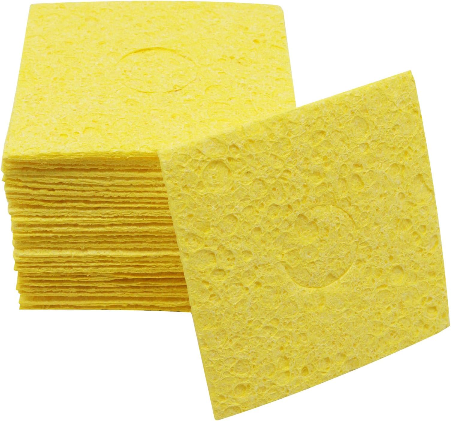 50 éponges Nettoyage Pour Fer à Souder - Taille ~50x35x1mm, Jaune, Pour Entretien Des Pointes