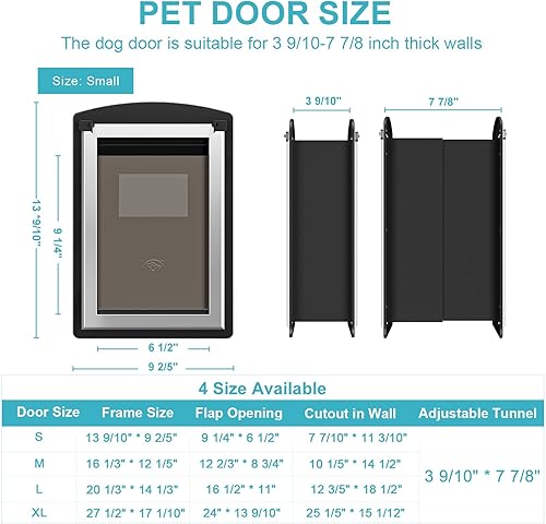 Miniatura 4 de ClawJaw Cat Door for Exterior Wall, Metal Frame and Telescopic Tunnel Pet Door, Double Magnetic Flaps Cat Door and Dog Door, Easy to Install, Black