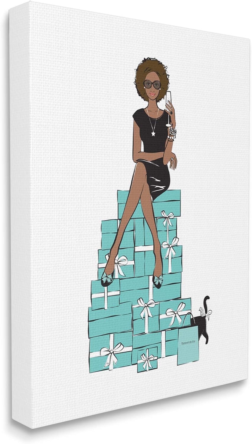 Stupell Industries Fashionista on Gift Box Stack Designer Glam, Design by Martina Pavlova Canvas Wall Art, 16 x 20, Green