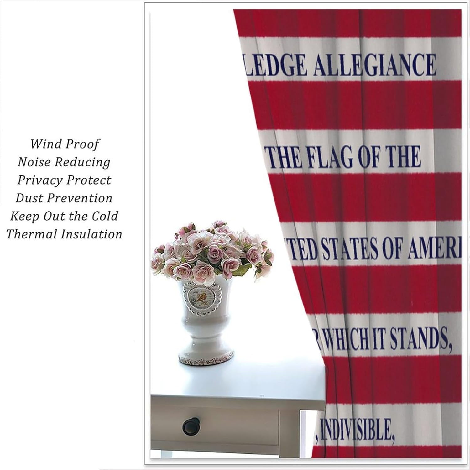 4th of July Curtains United States Flag Patriotic Country Style Curtain with Rod Pocket for Bedroom Living Room Decor Drapes Thermal Insulated Window Treatments 2 Panels Set 42x45 Inch