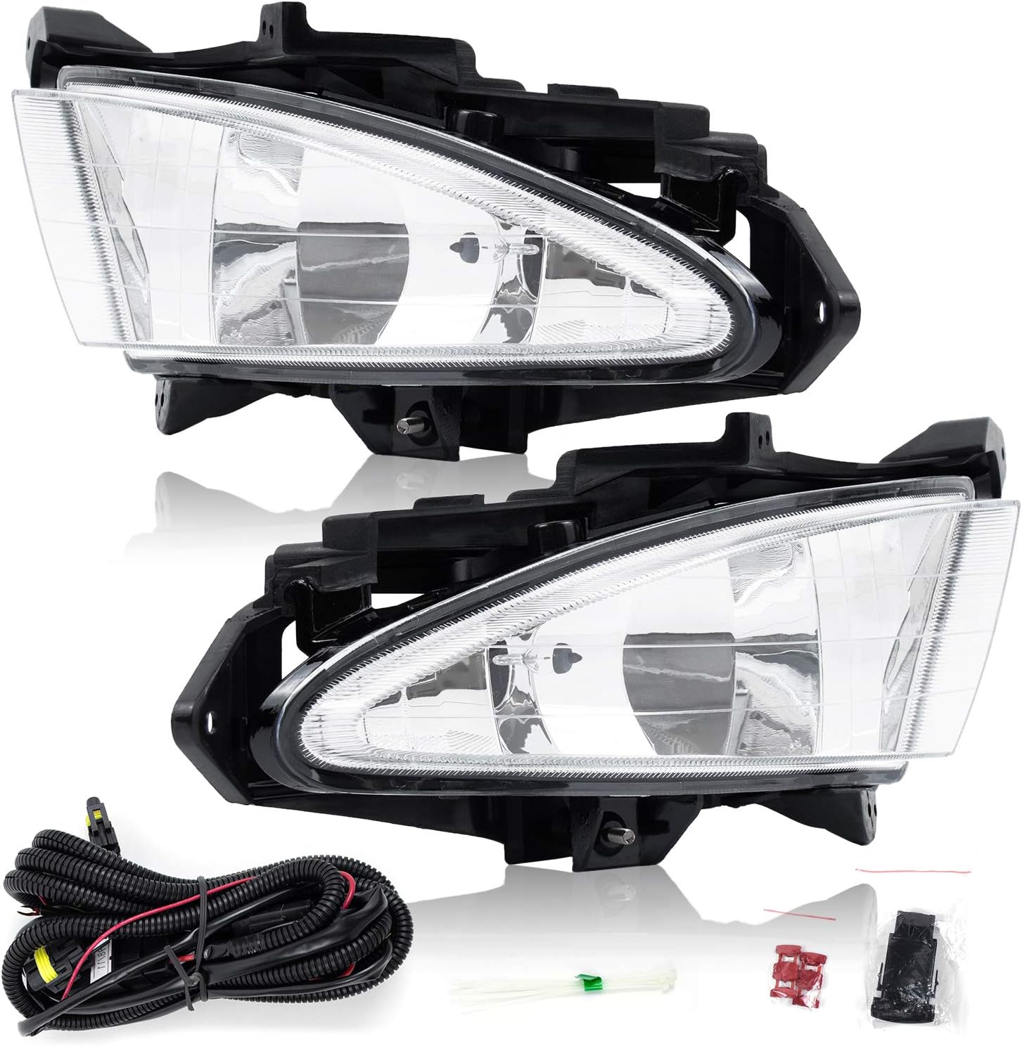 RP Remarkable Power, FL7098 Fit For 2007-10 Elantra/Avante HD Fog Lights Clear Lens Bumper Lamps Full Kit