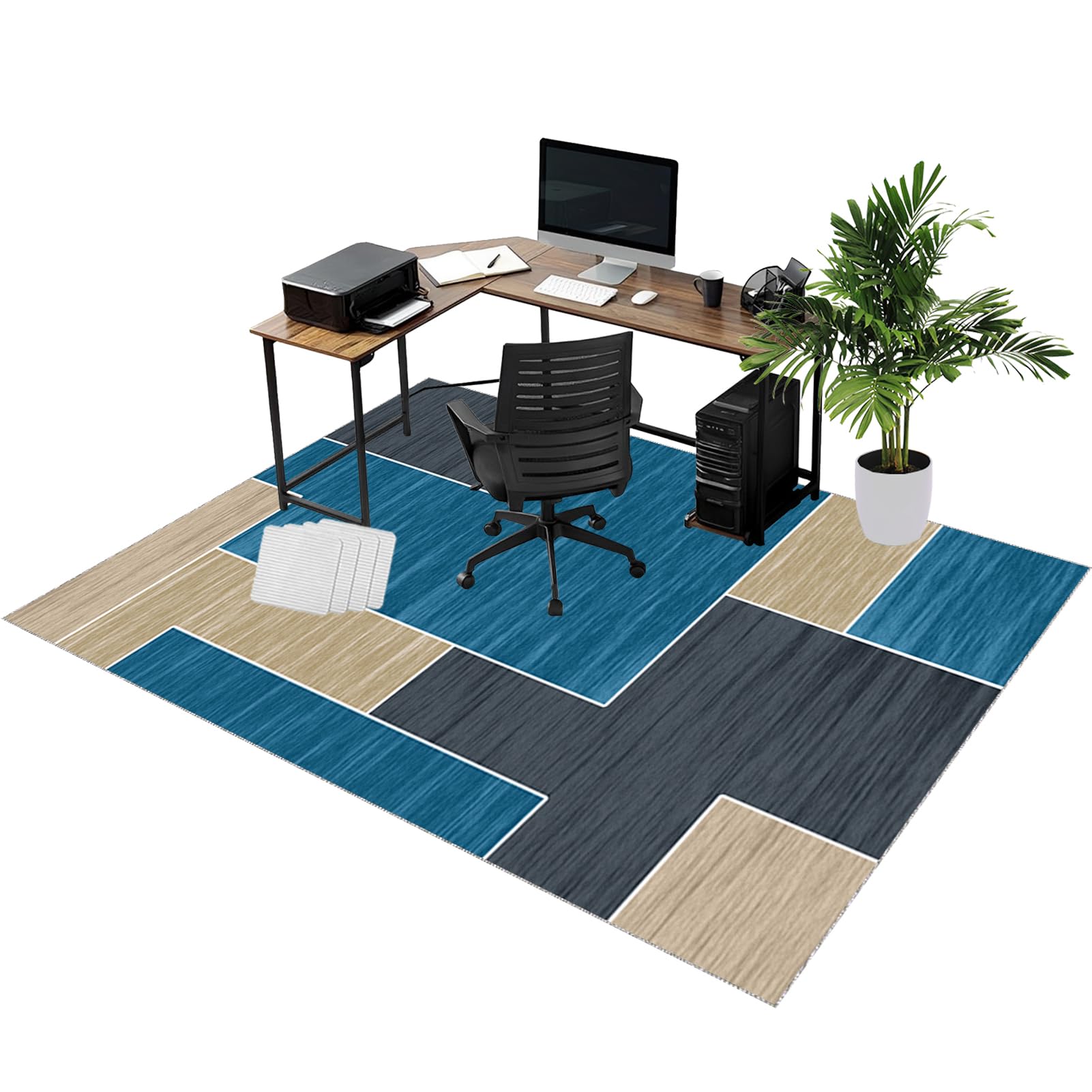 Rolling Chair Mats, Office Chair Mat for Carpet and Wooden Floors 140 x 160 cm Non-slip Gaming Floor Protector, Washable Desk Carpet Protector Rug for Home Office, Non Slip Floor Protection Mat