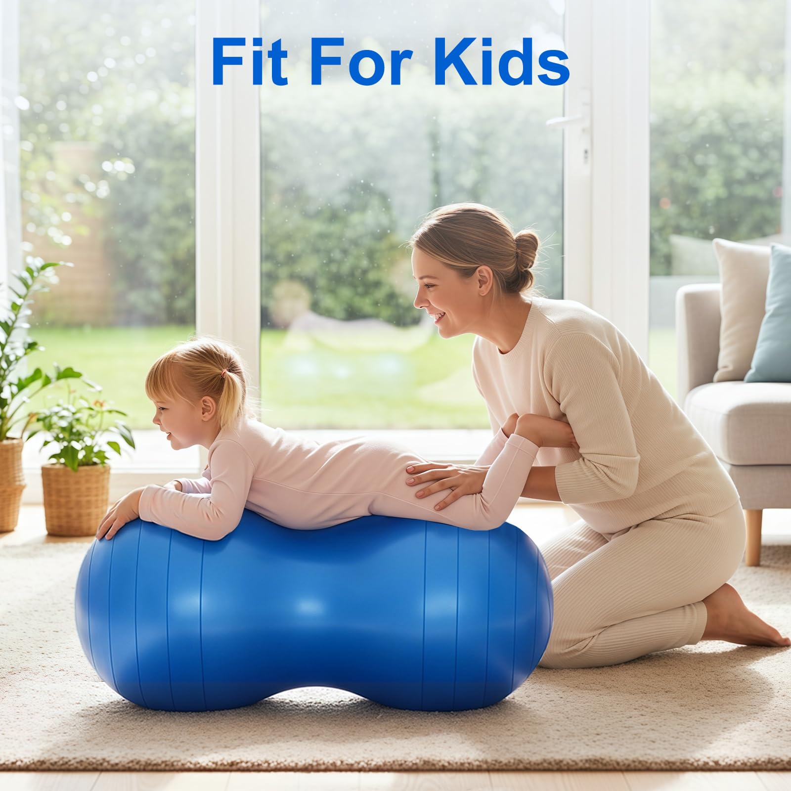 flintronic Bola de Yoga, Peanut Ball, Exercise Ball with Pump, 90 x 45cm Pelota de Ejercicio de Cacahuete Antiexplosión para Terapia de Niños, Embarazo, Yoga, Pilates