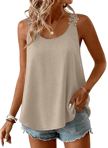 OFEEFAN Tank Top for Women Loose Fit Crew Neck Sleeveless