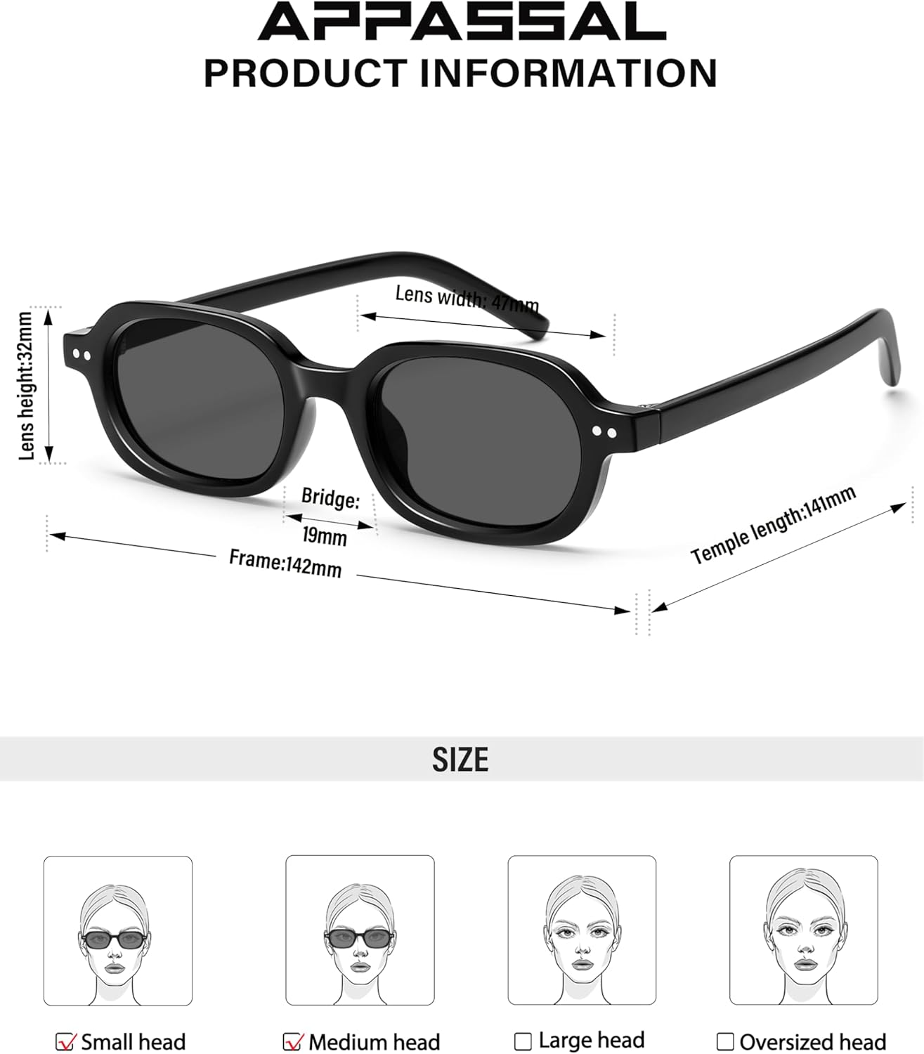Retro Small Rectangle Sunglasses for Women Mens Trendy Rounded Square Sunnies AP3749 - Image 5