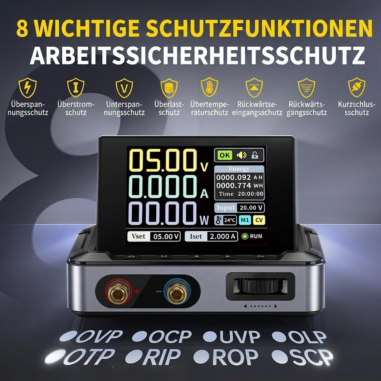 Labornetzteil 30V 5A CNC DC Labornetzgerät 0-30V 0-5A Labor netzteil 2,8 Zoll IPS-Farbbildschirm, PD/QC/DC-Eingang, Konstantspannungs-und Konstantstromausgang, PC-Oberrechner DPS-150.