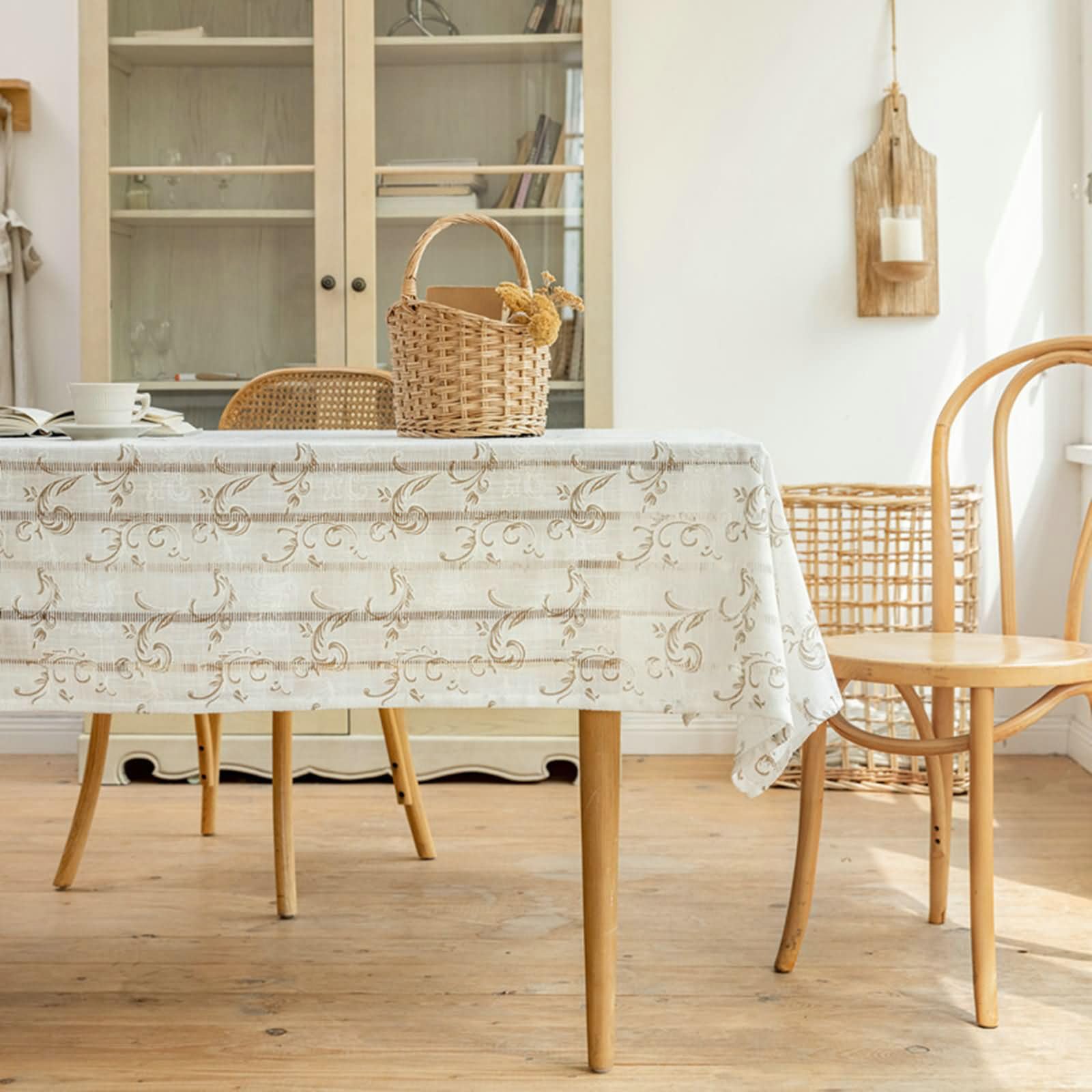 Tovaglia Decorativa Tavolo Rettangolare,135 W x 300 L CM,Tovaglia Antimacchia Moderna Poliestere Modello Della Vite Caffè Tovaglia Decorativa
