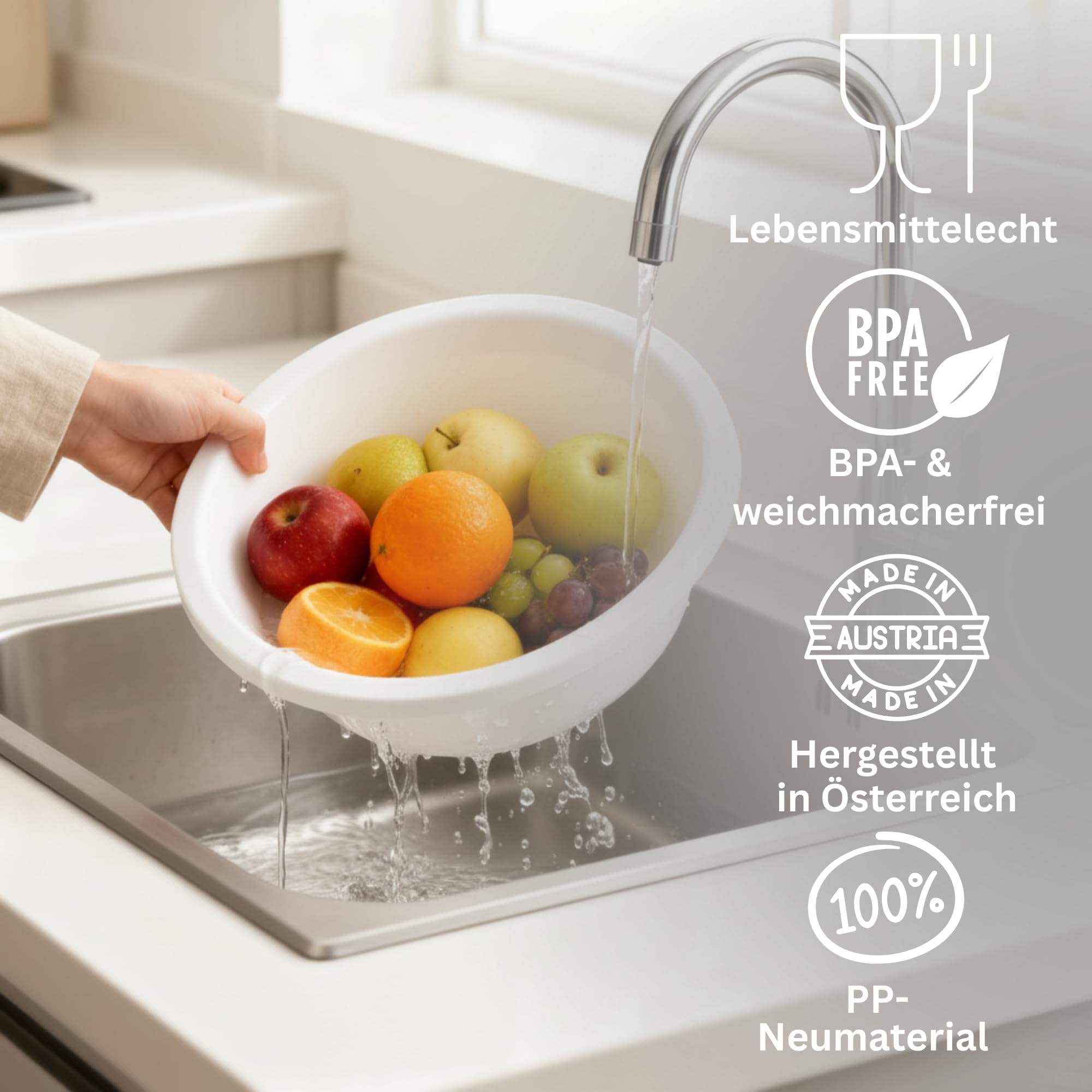 Novaliv Lot de 10 bols à vaisselle ronds 7,5 l, diamètre 36 cm, blanc, sans BPA et passent au lave-vaisselle ? Idéal pour la cuisine et le camping, bol rond, grand bol en plastique, bol à pâte