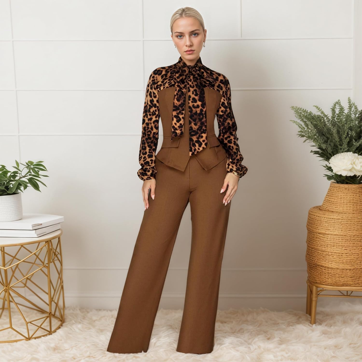 Sexy Sparkly Jumpsuits for Women Formal Elegant Mock Neck Shiny Long Straight Pants Rompers Cocktail Party Outfits - Image 4