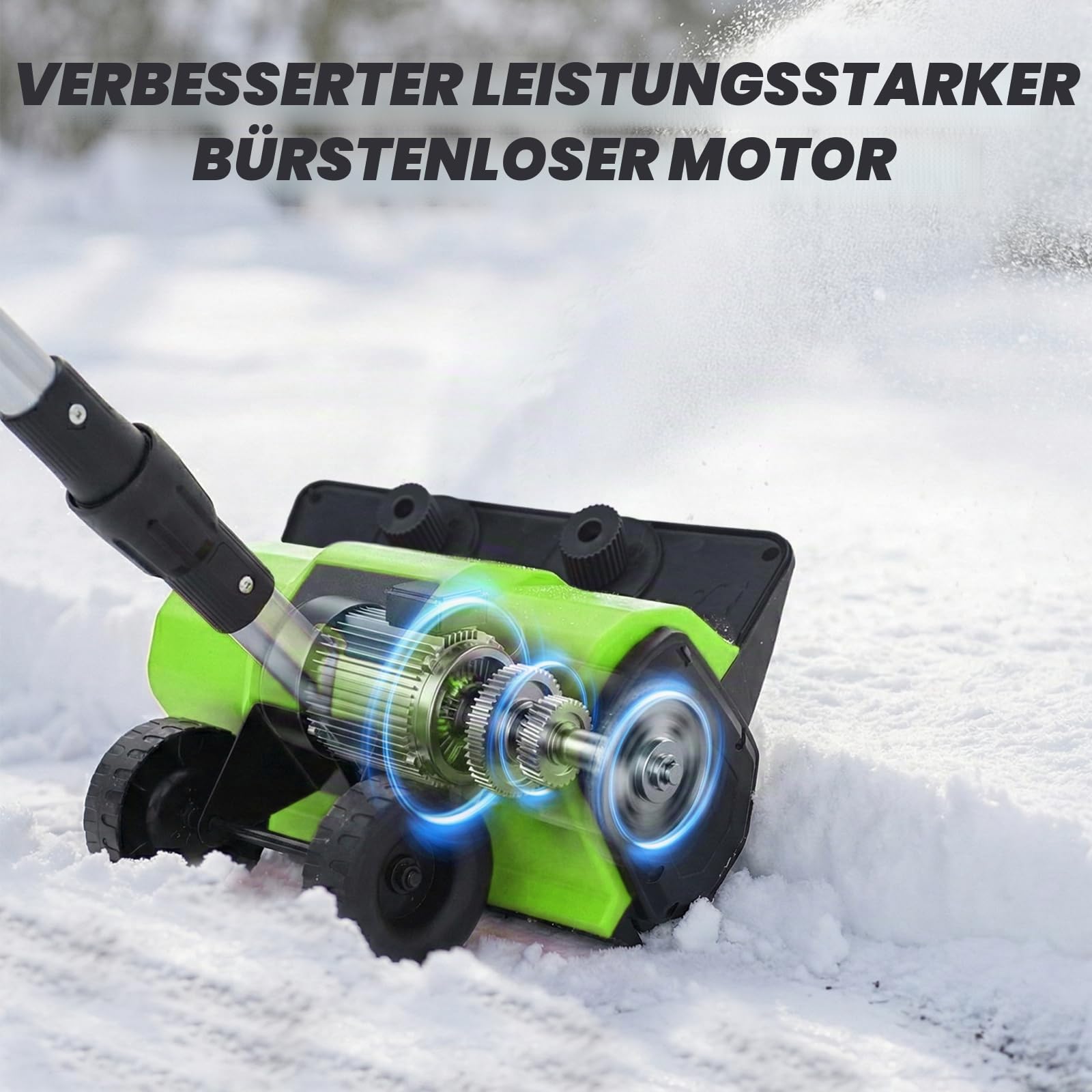 Akku Schneefräse 30cm Arbeitsbreite 15cm Schneehöhe Wurfweite 6m 2x4Ah Akku Ladegerät