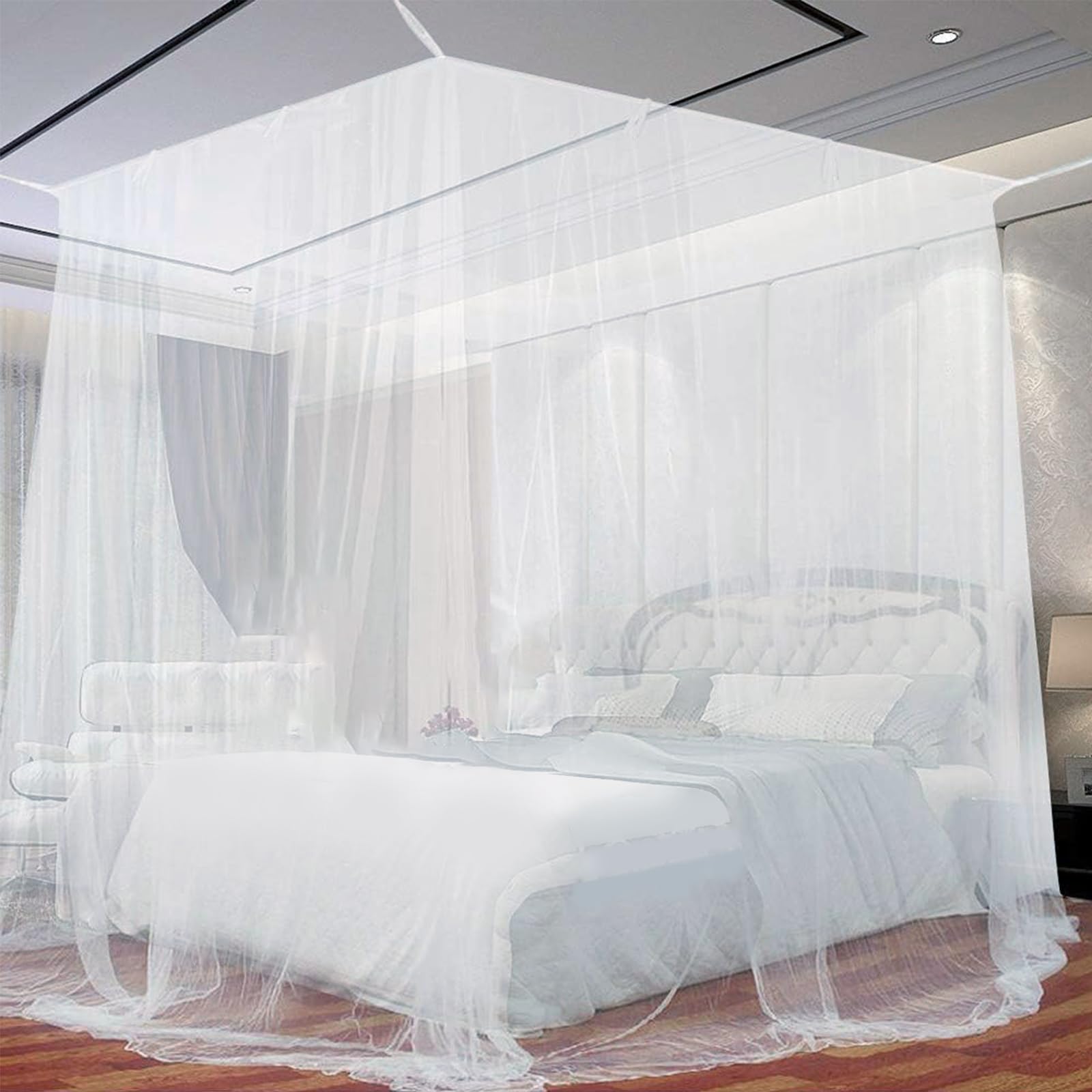 Moskitonetz Bett, 200 x 220 x 210 cm Großes Mückennetz Mosquito Net Bed Feinmaschig und langlebig moskitonetz Reise Fliegennetz Moskitonetz Outdoor für Doppelbett & Einzel Zuhause und Camping