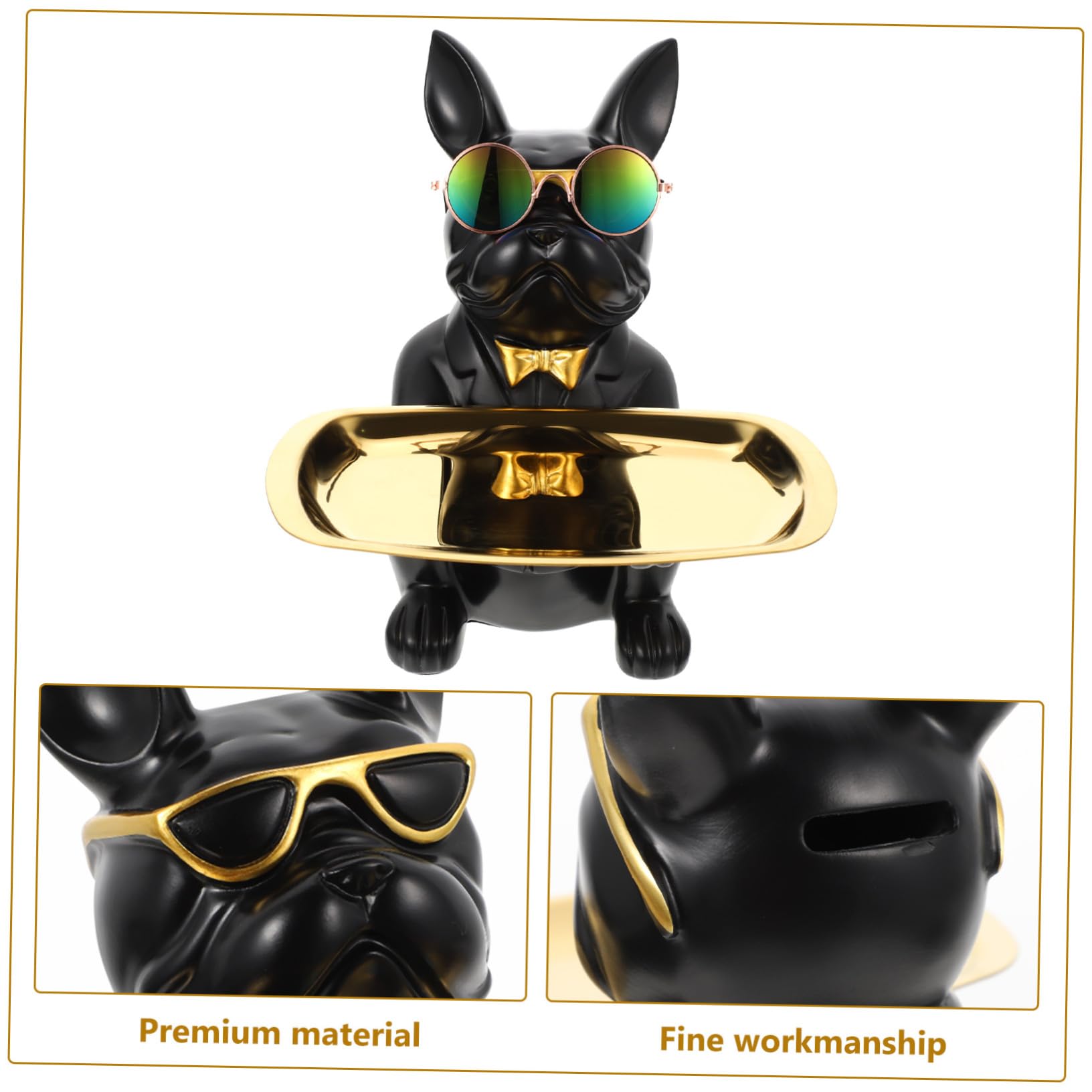 Schlüsselanhänger Hund aus Kunstharz in Cartoon Form Dekoratives Tablett für Eingang und Indoor Deko Multifunktionale Ablageschale in Schwarz
