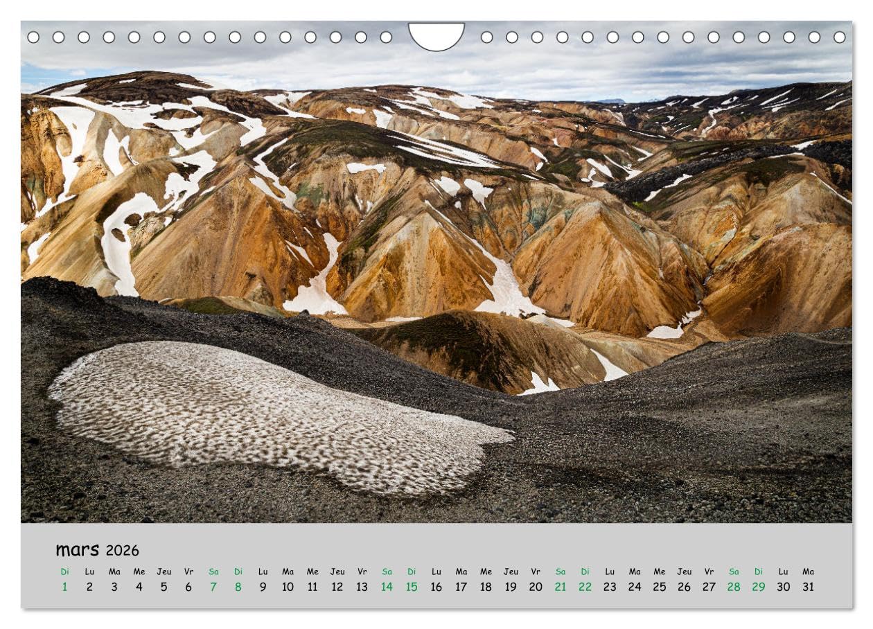 Surprenante Islande (Calendrier mural 2026 DIN A4 vertical), CALVENDO calendrier mensuel: Quelques Paysages d'Islande Photographiés pendant un séjour en juillet quand les jours s'éternisent.