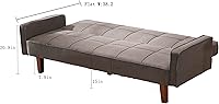 Vista 16 de Sofá cama moderno y simple, respaldo ajustable, sofá funcional con diseño de cuadrícula clásica, sofá de tres asientos, marco de madera, adecuado