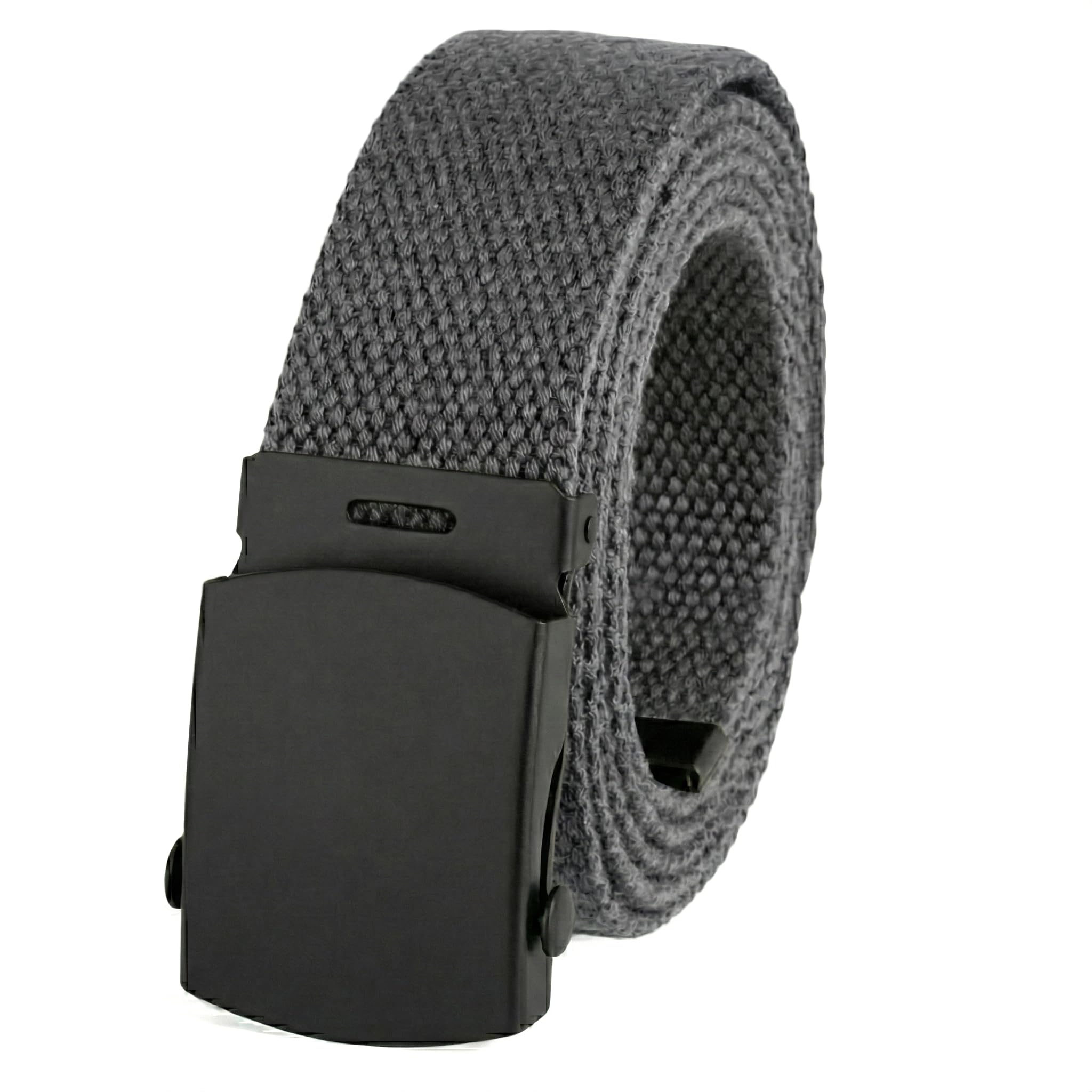 Bc Belts Men's Charcoal Grey Canvas Web Belt Military Style With Black Buckle And Tip 56" Long Many Colors, One Size