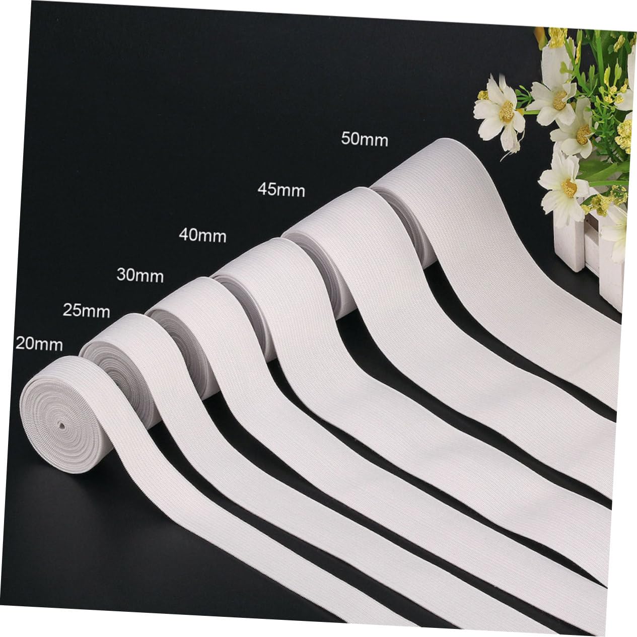 1rotolo Fettuccia Elastico Piatto Metri Banda Elasticizzata per Cucito Accessori per Abbigliamento Bianco Resistente e Stretch per Progetti e Moda