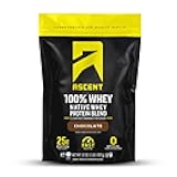 Ascent 100% Whey Protein Powder - Post Workout Whey Protein Isolate, Zero Artificial Flavors & Sweeteners, Gluten Free, 5.5g BCAA, 2.6g Leucine, Essential Amino Acids, Chocolate 2 lb
