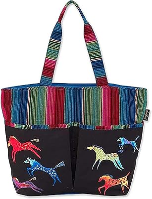 Laurel Burch Canvas Dancing Horses Shoulder Tote Zipper Top 21