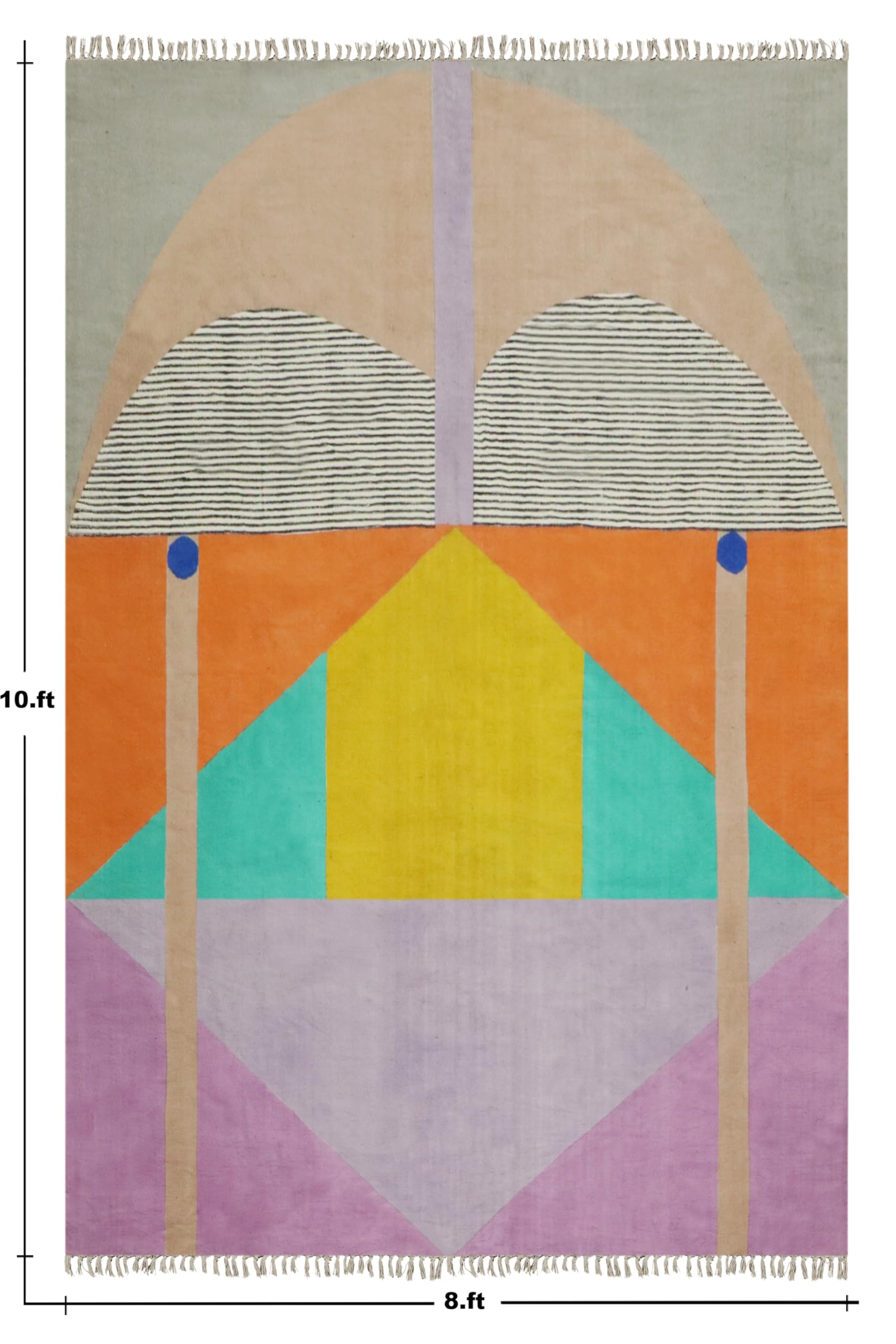 Kelim-Läufer, 10 x 30 cm, Baumwollteppich, rosa und orange, flach gewebt, geometrisch, 0,48 cm, handwaschbarer Teppich für drinnen und draußen, Läufer für Flur, Treppen, Eingangsbereich