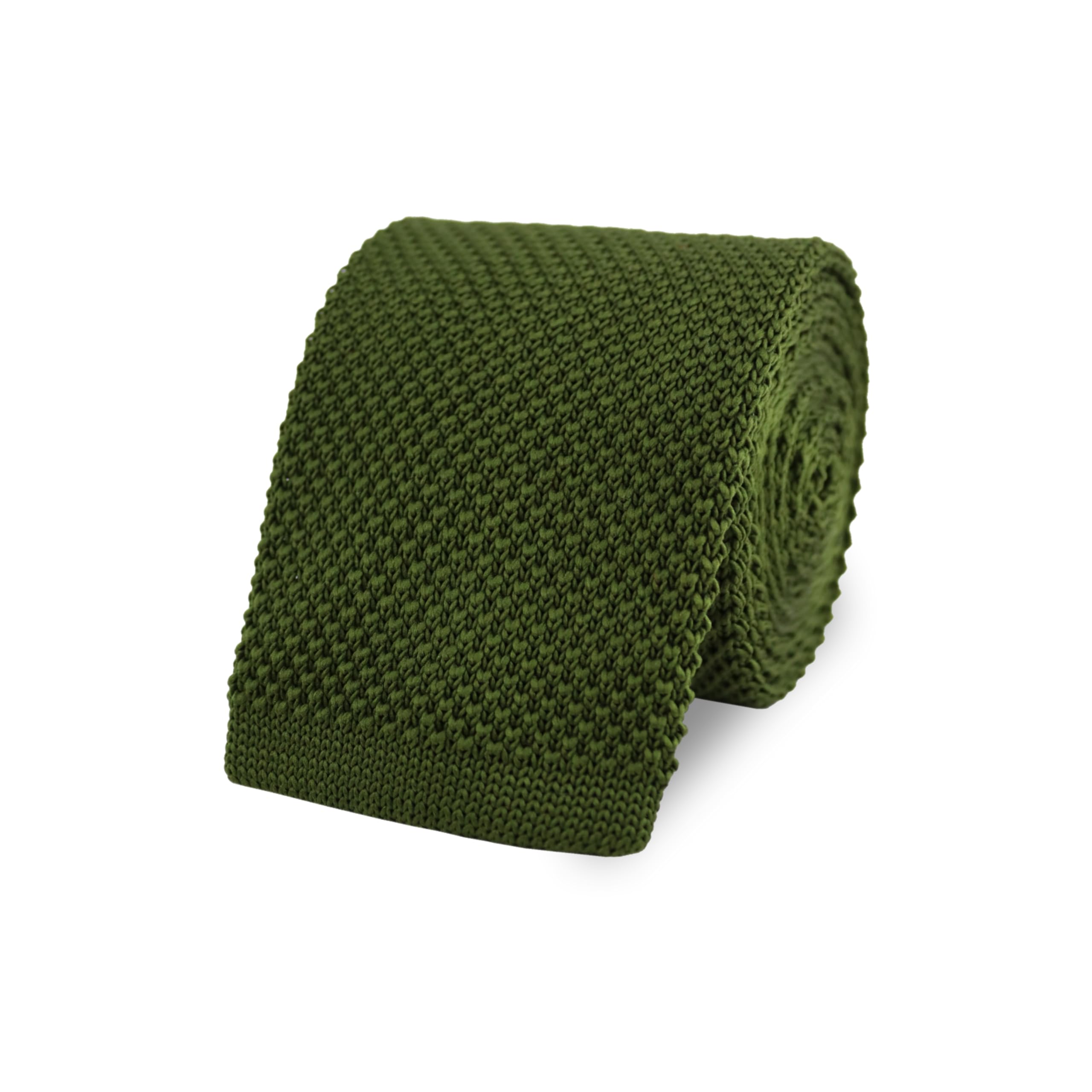 The Gents Lab Olive Green 100% Polyester Square End Knitted Neck Tie (Olive Green)