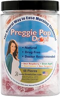 Preggie Pop Drops Morning Sickness Relief for Pregnant Women. Assorted Yummy Candy Drops for Pregnancy. 48 Count