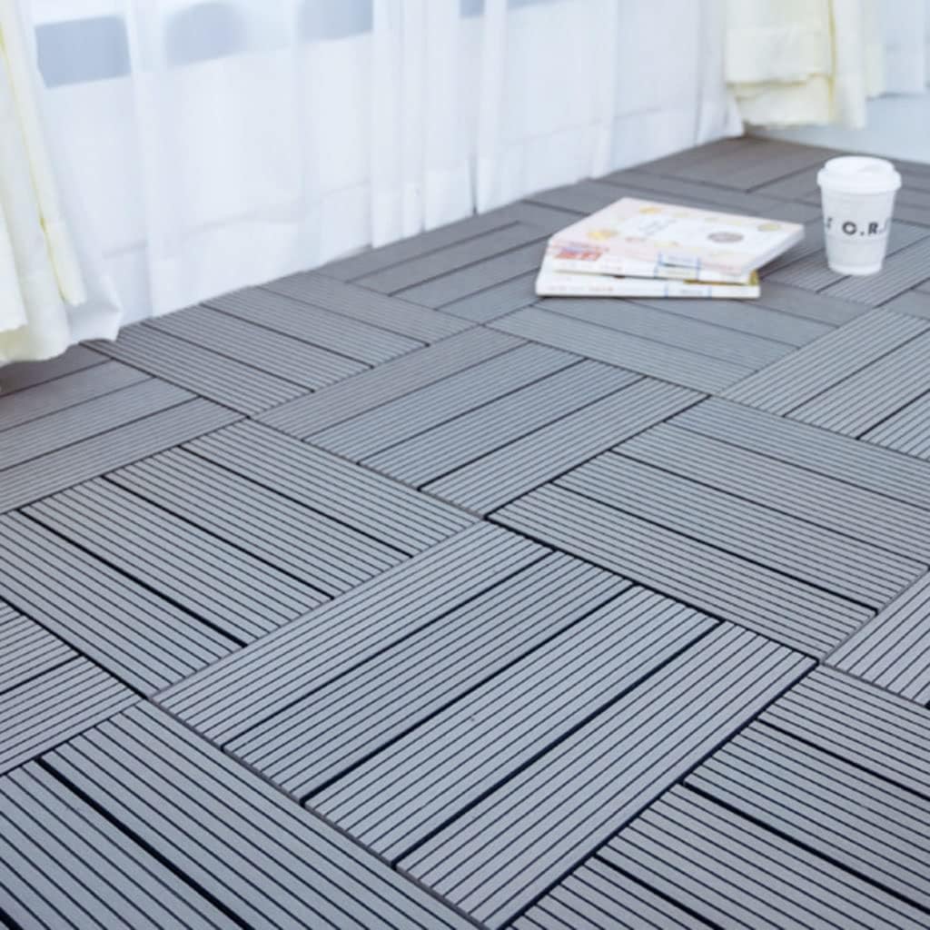 ZONOBI Outdoor Square Decking Tiles Composite Wood Plastic Patio Tiles