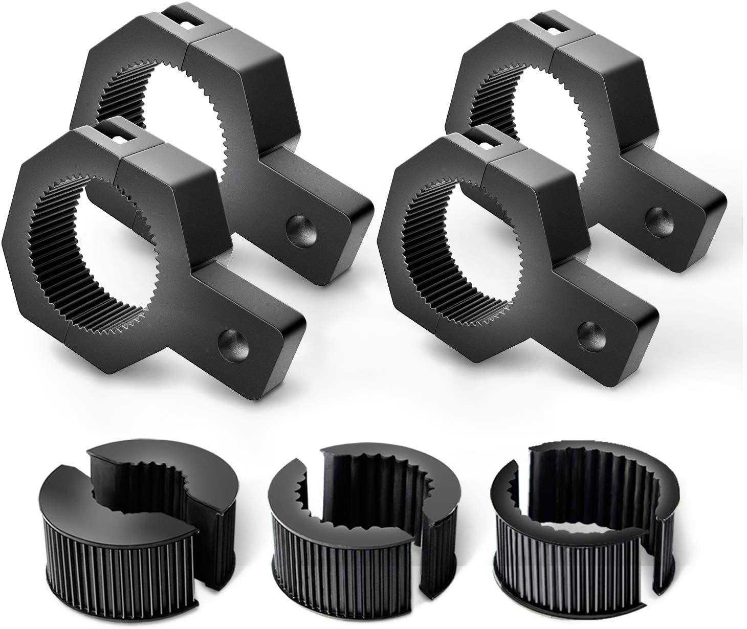 Nilight 90023D 4-Pack Standard 4PCS Mounting Bracket Kit LED Off Road Light Vertical Bar Tube Clamp Roof Roll Cage Holder,2 Years Warranty Black
