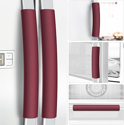 Metonsto Fundas para manija de refrigerador, 5 unidades, fundas de cuero para manija de electrodomésticos de cocina, mantén tu refrigerador,