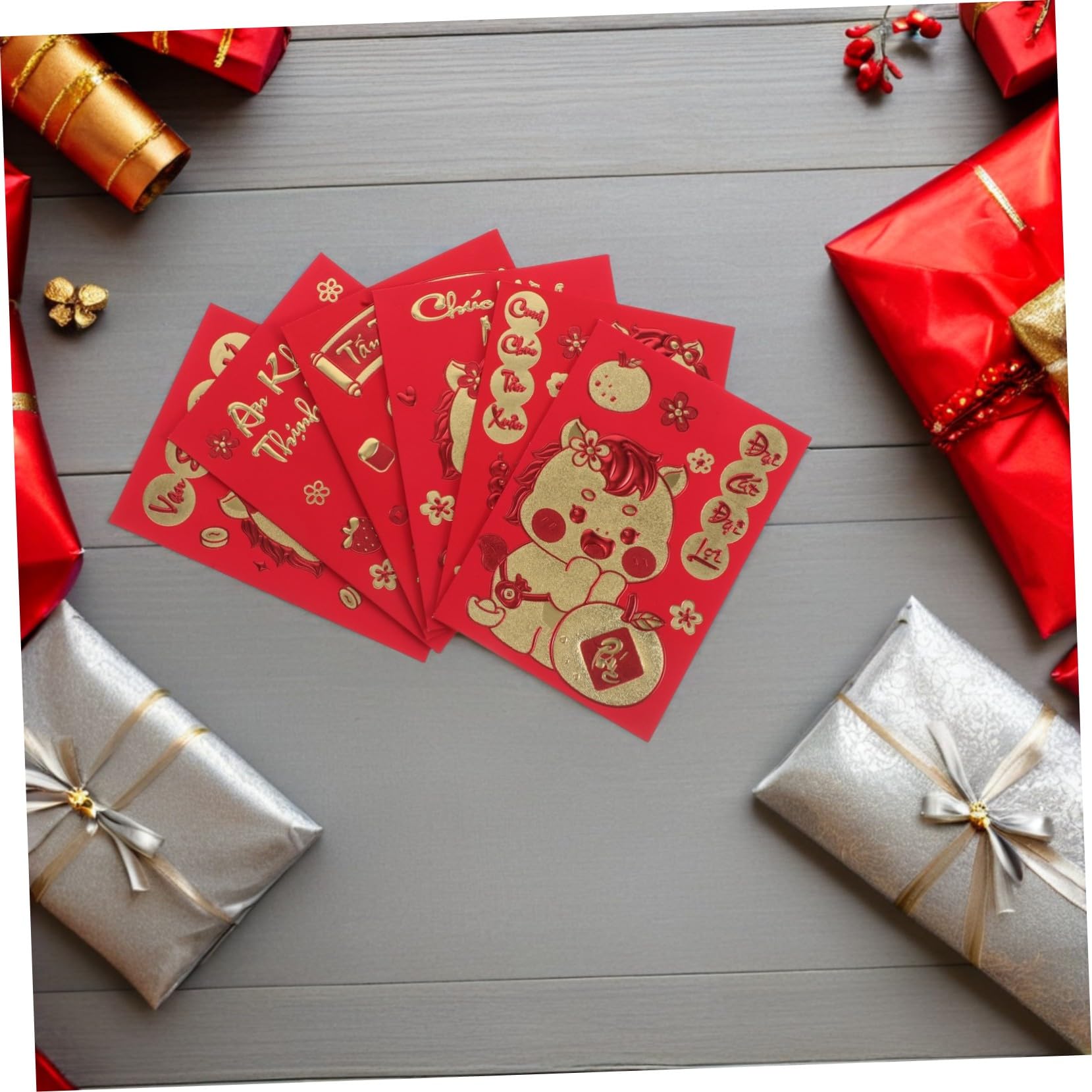 Artibetter 360 Piezas Sobres Rojos Para Dinero Sobres Rojos De Año Vietnamita Dinero De Año Vietnamita Del Caballo Uso Celebración China Material