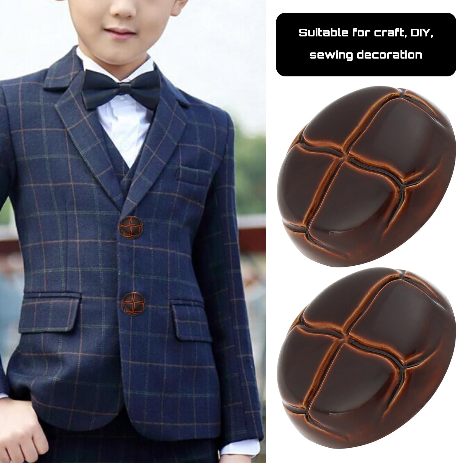 ECSiNG 20PCS 20mm Brown Football Buttons - Image 3