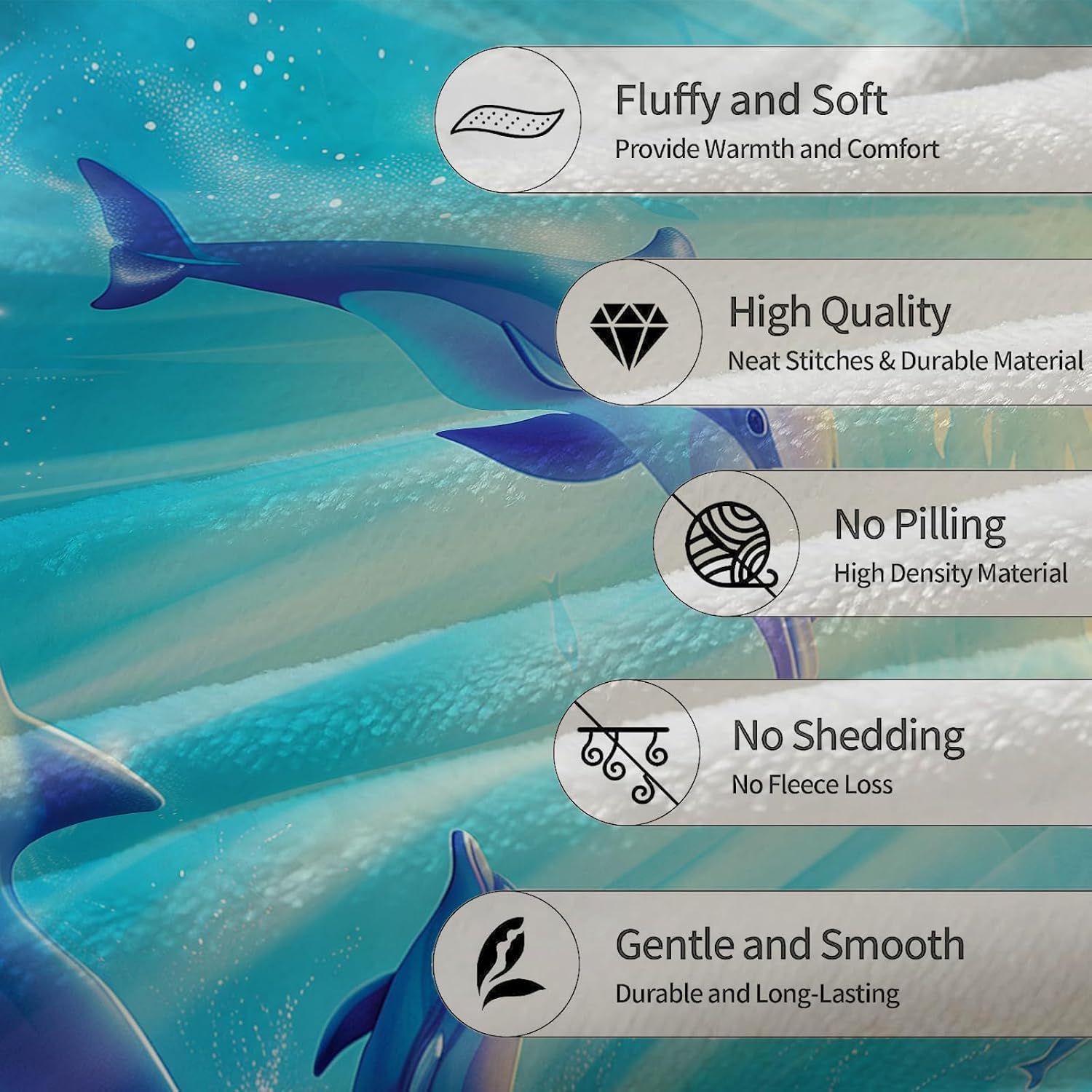 Magical Dolphin Underwater Scenery Blanket Cozy Flannel Throw Blanket - Soft, Lightweight & Fluffy - Perfect for Couch, Bed, Travel - Captivating Home Decor for Indoor & Outdoor Use 60"x50" - Image 4